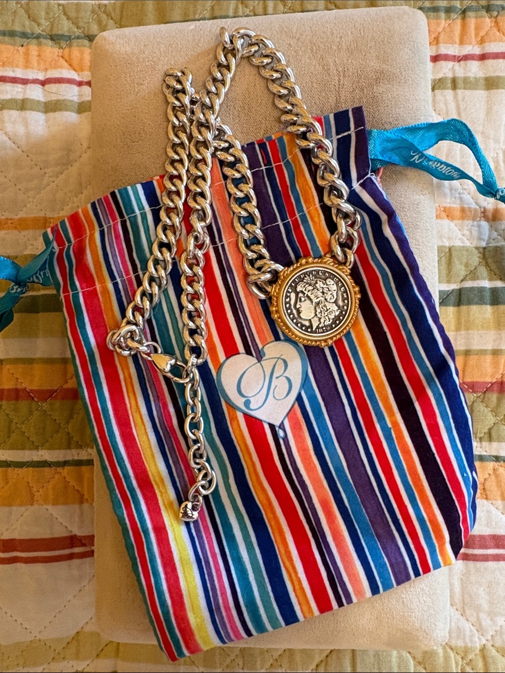 Brighton Lady liberty Two-Tone Coin Pendant Chain Necklace - Silver & Gold tone
